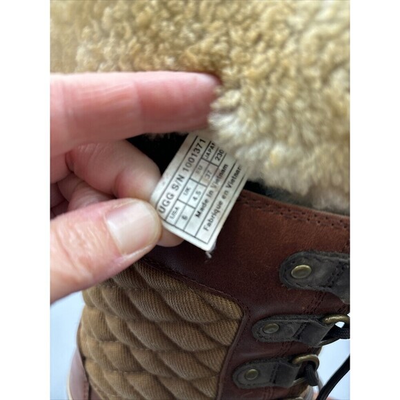 UGG Brynn Brown Leather Lined Boots Lace Up Winter Snow Womens 6 - Picture 7 of 10